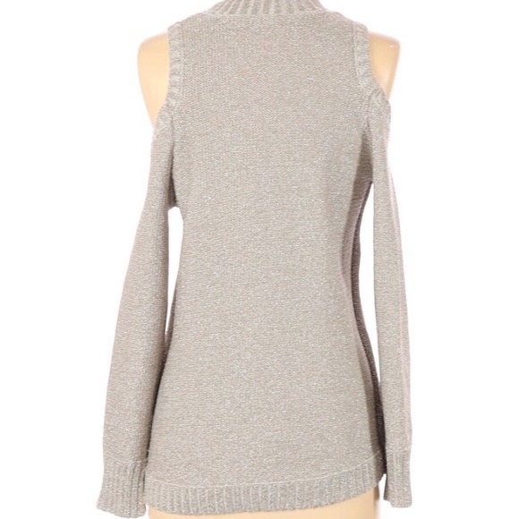 BCBG MaxAzria Metallic Gold Cold Shoulder Sweater - Picture 4 of 7